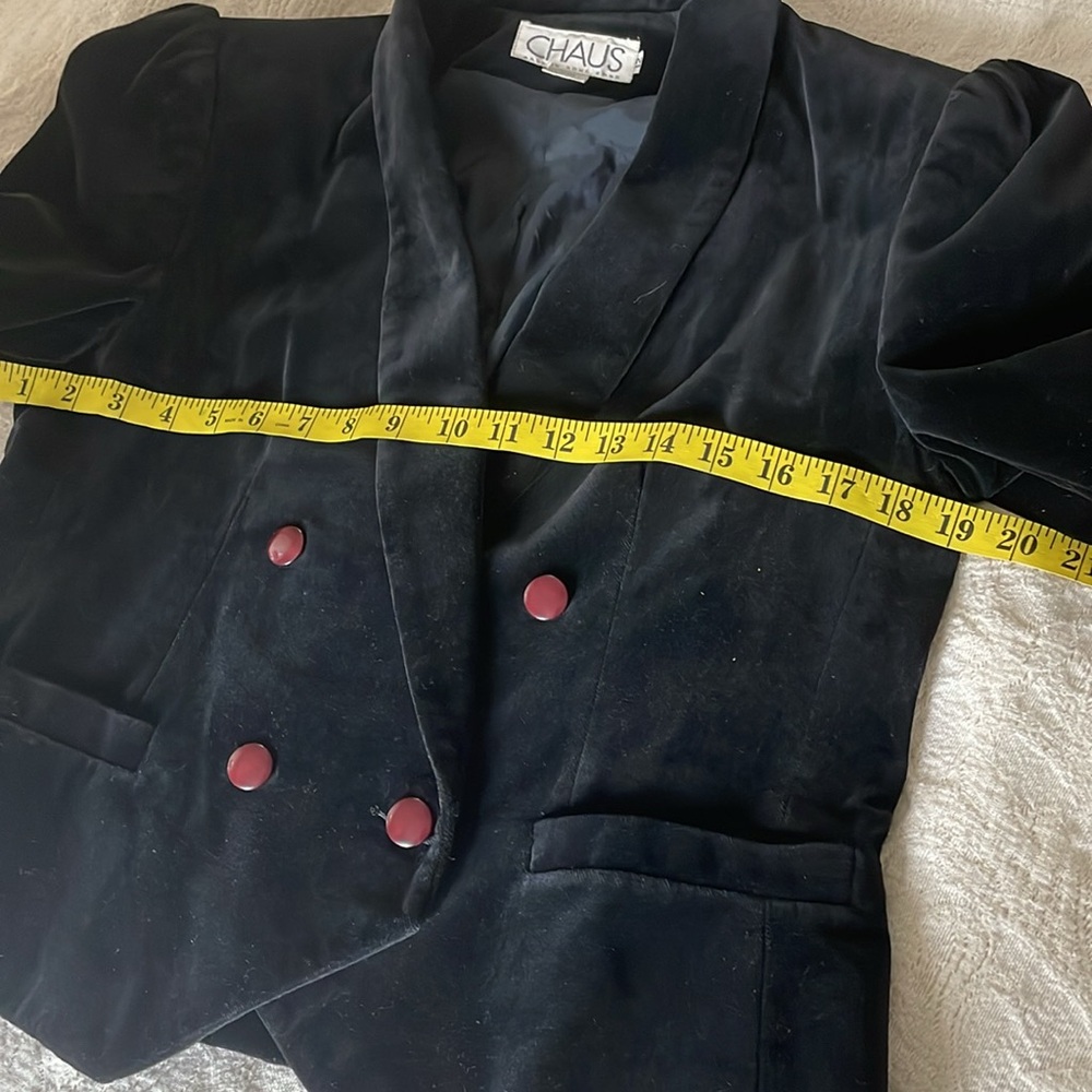 Vintage Chaus Double Breasted Black Velvet Lined Blazer size 12 - Picture 5 of 7